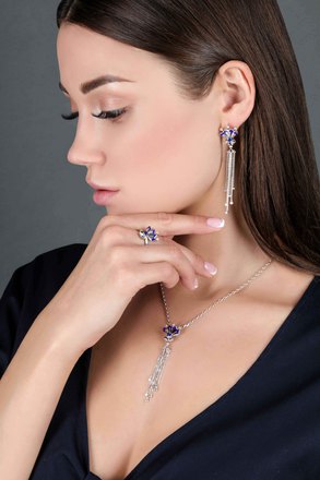 Подвес с сапфиром и бриллиантами, белое золото, н.керамика 2