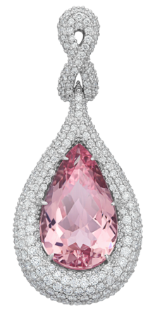 Колье с морганитом и бриллиантами, белое золото 2