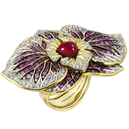 Кольцо с жемчугом и бриллиантами, жёлтое золото 2