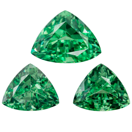 Сет из трех цаворитов, Триллион, 2 - 9,36ct и 8,40ct 1