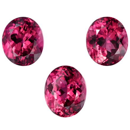 Сет из трёх Турмалинов Рубеллитов, Овал, 6,00ct/ 6,69ct/ 6,21ct 1