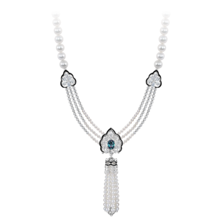 Сет с александритом, бриллиантами и жемчугом, белое золото, н.керамика 2