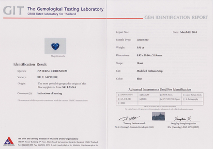 Сет из двух сапфиров, SRI LANKA, Сердце, 4,50ct/ 3,96ct 3