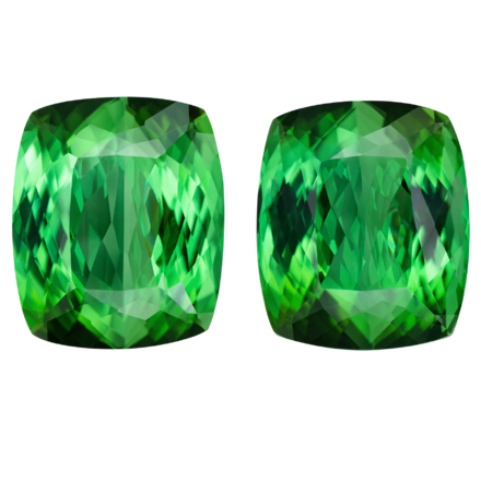 Сет из двух турмалинов верделитов, Кушон, 2 шт. 33,33ct 1