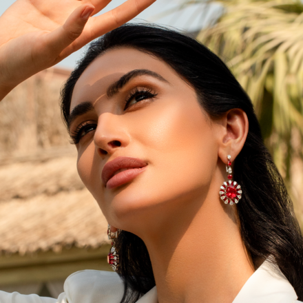 Серьги Rosetta с рубеллитом и бриллиантами, белое золото 3