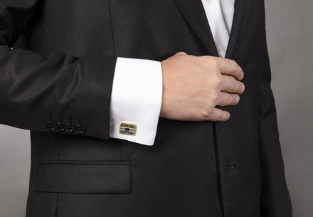 Запонки с сапфирами и бриллиантами, желтое золото 2