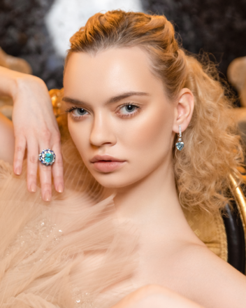 Серьги с аквамаринами и бриллиантами, белое золото 3