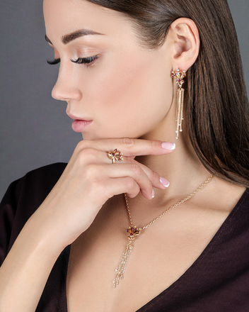 Серьги с рубинами и бриллиантами, красное золото, н.керамика 4