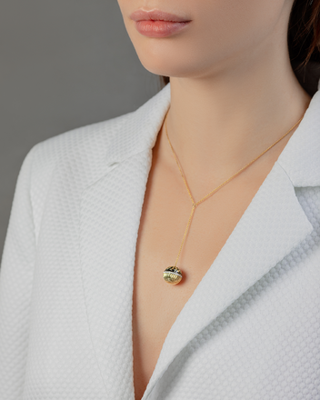 Колье с бриллиантами, желтое золото, нанокерамика 2