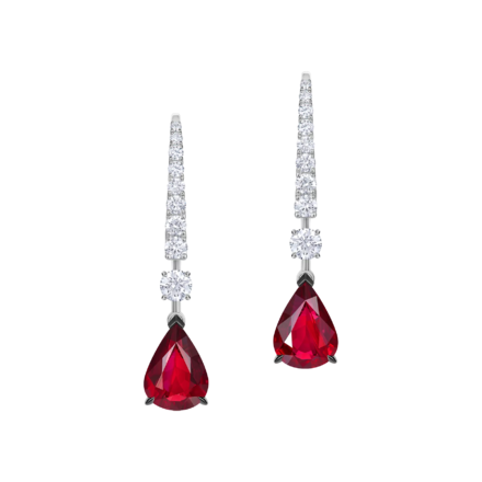 Серьги с рубинами и бриллиантами, белое золото 2
