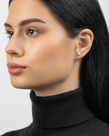 Пусеты с бриллиантами, белое золото 2