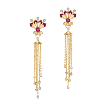 Серьги с рубинами и бриллиантами, красное золото, н.керамика 2