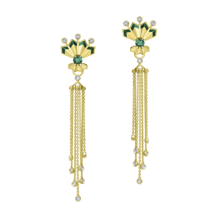 Серьги с изумрудами и бриллиантами, желтое золото, н.керамика 2