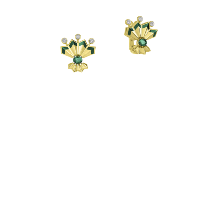 Серьги с изумрудами и бриллиантами, желтое золото, н.керамика 3