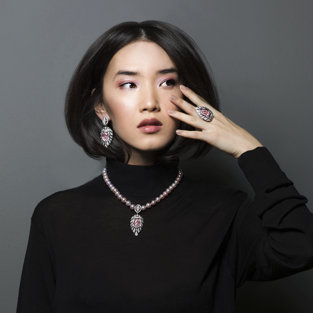 Серьги с морганитами и бриллиантами, белое золото 2