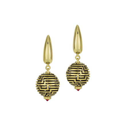 Серьги с рубинами, жёлтое золото 2