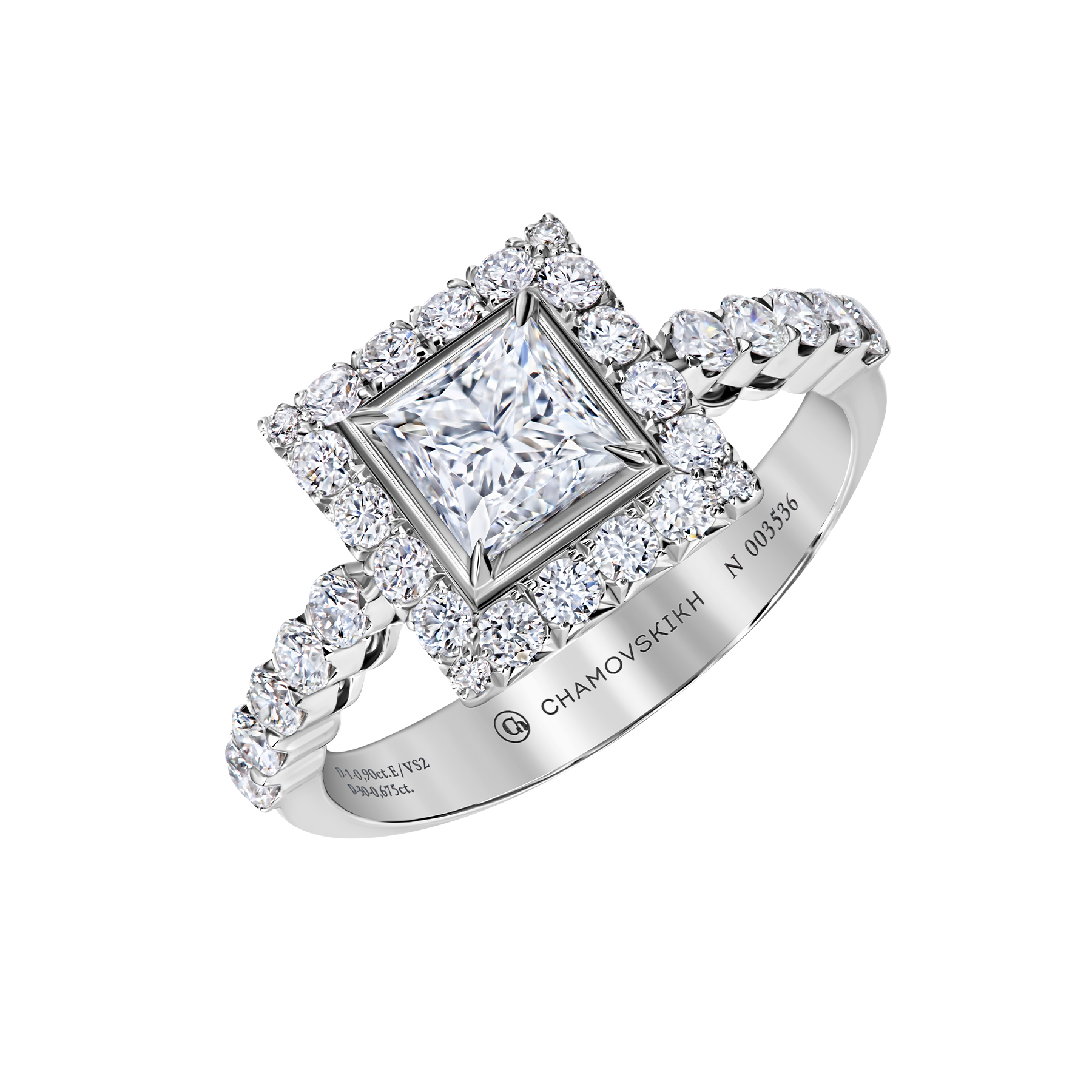 Кольцо с бриллиантами, белое золото