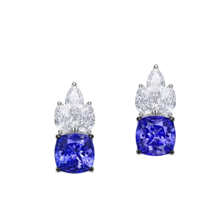 Серьги с танзанитами и бриллиантами, белое золото 2
