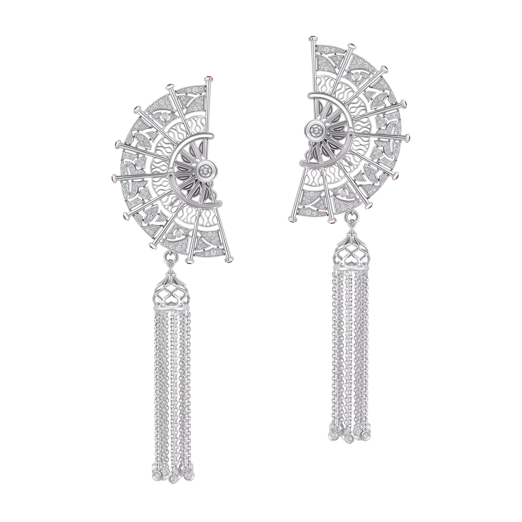 Earrings with diamonds, white gold.