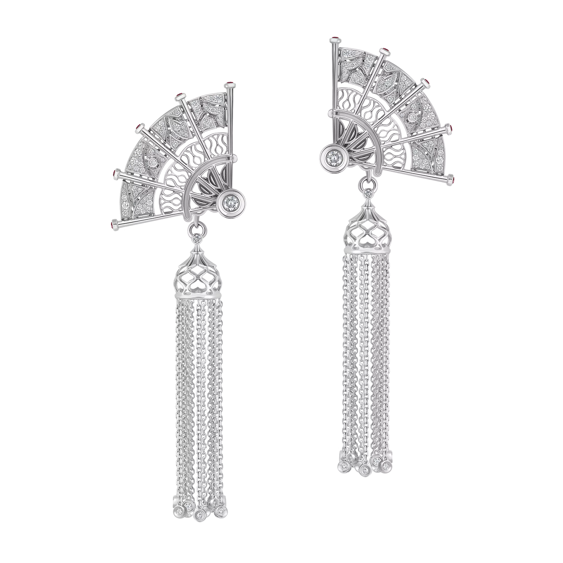 Earrings with diamonds, white gold.