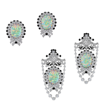Серьги с опалами, бриллиантами и жемчугом, белое золото 2