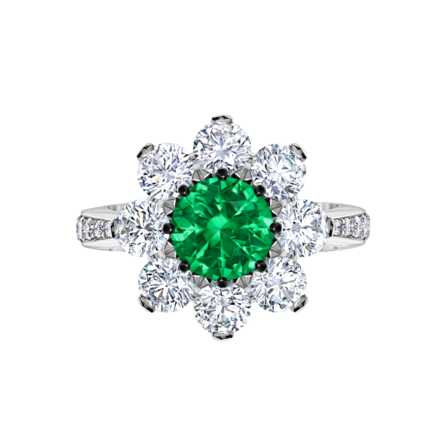 Кольцо с изумрудом и бриллиантами, белое золото 3