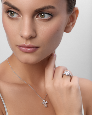 Кольцо с бриллиантами, белое золото 4