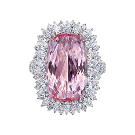 Кольцо с морганитом и бриллиантами, белое золото 2