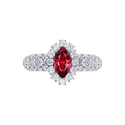 Кольцо с рубином и бриллиантами, белое золото 3