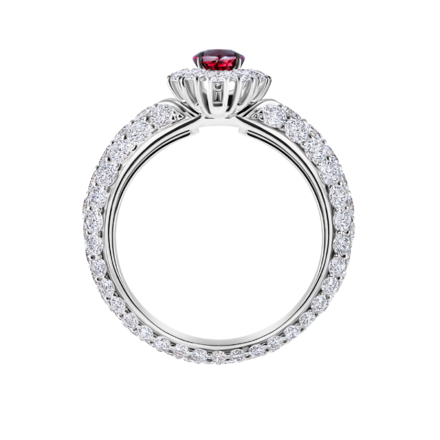 Кольцо с рубином и бриллиантами, белое золото 2