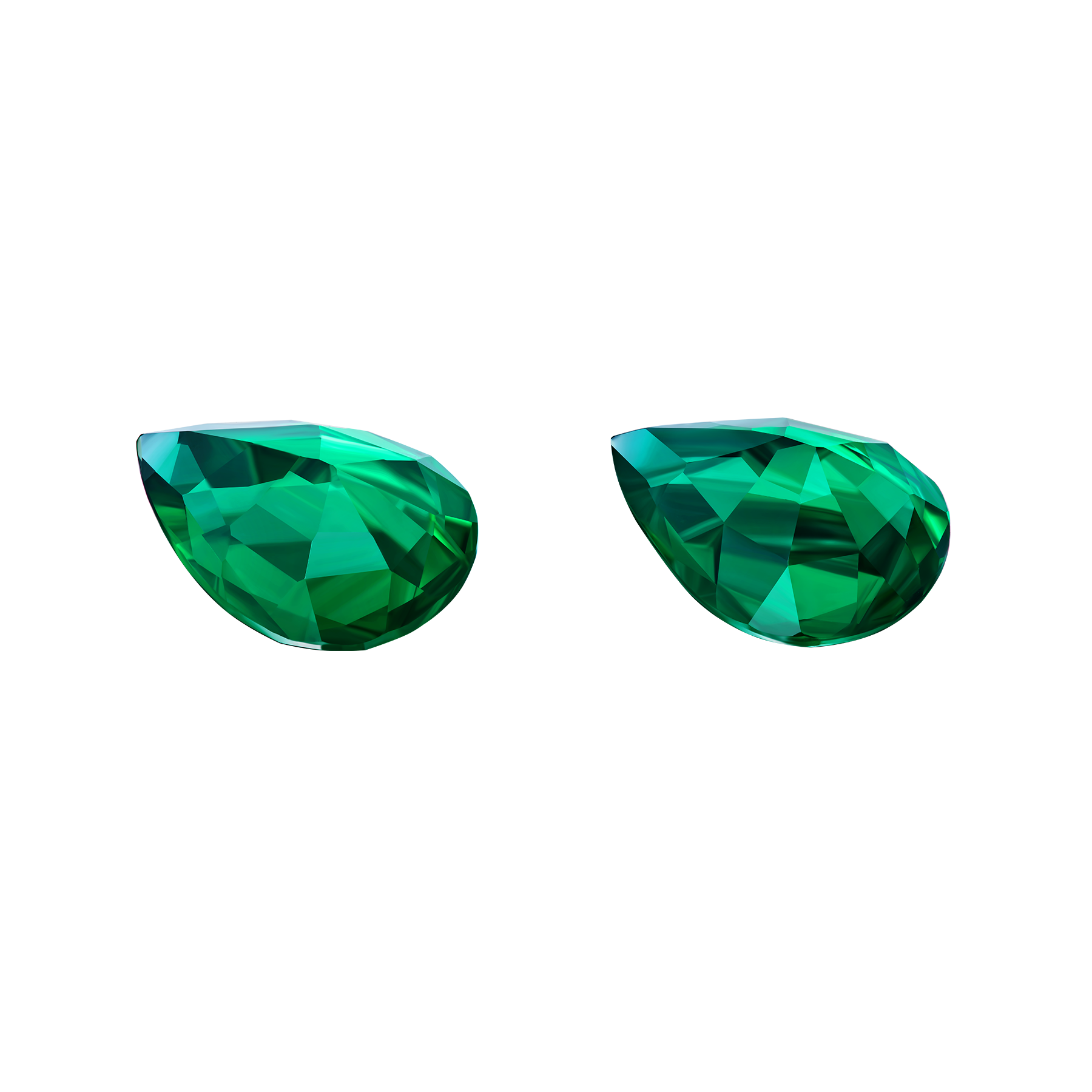 Сет из двух изумрудов ZAMBIA, Груша, 3,4ct /3,53 ct