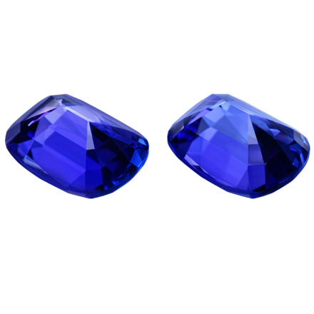 Сет из двух танзанитов, Кушон, 12,46 ct/ 11,34 2