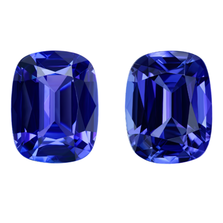 Сет из двух танзанитов, Кушон, 12,46 ct/ 11,34 1