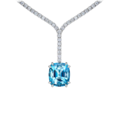 Колье с морганитом, аквамарином и бриллиантами, белое золото