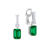 Серьги с изумрудами и бриллиантами, белое золото