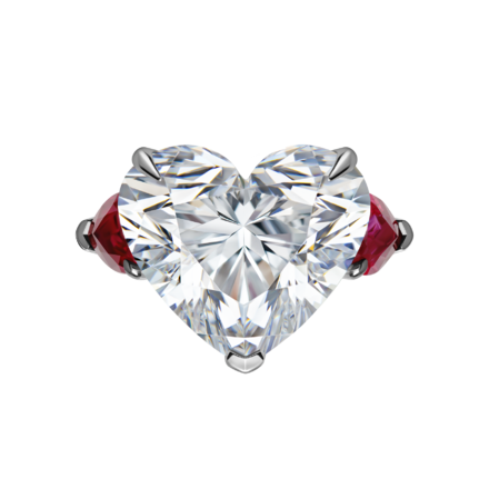 Кольцо с бриллиантом и рубинами, белое золото 2