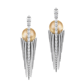 Earrings with pearls and diamonds, white gold.