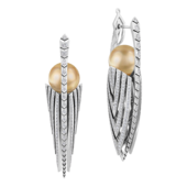 Earrings with pearls and diamonds, white gold.