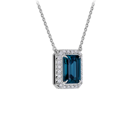 Колье с топазом Лондон и бриллиантами, белое золото 2