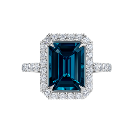 Кольцо с топазом Лондон и бриллиантами, белое золото 2