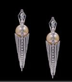 Earrings with pearls and diamonds, white gold.