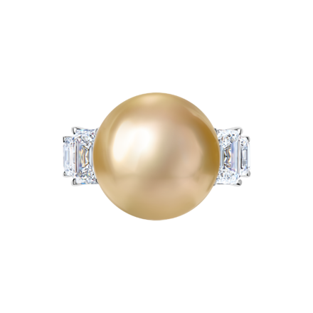 Кольцо с жемчугом и бриллиантами, белое золото 2