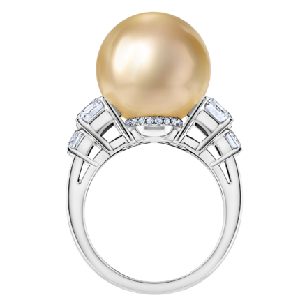 Кольцо с жемчугом и бриллиантами, белое золото 3