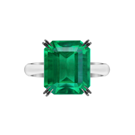 Кольцо с изумрудом, белое золото 2