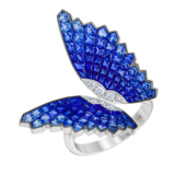 Ring with sapphires and diamonds, white gold.