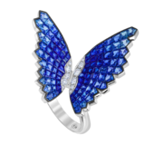 Ring with sapphires and diamonds, white gold.