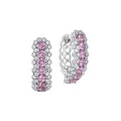 Серьги с розовыми сапфирами и бриллиантами, белое золото