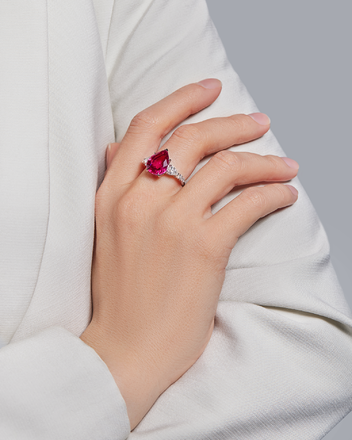 Кольцо с турмалином рубеллитом и бриллиантами, белое золото 4