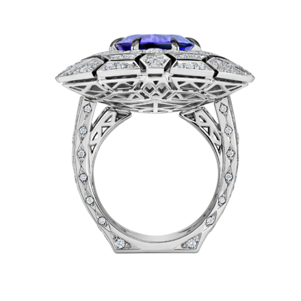 Кольцо с танзанитом и бриллиантами, белое золото 3