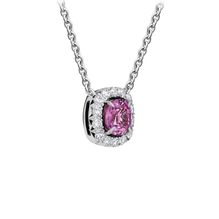 Колье с розовым сапфиром и бриллиантами, белое золото 2